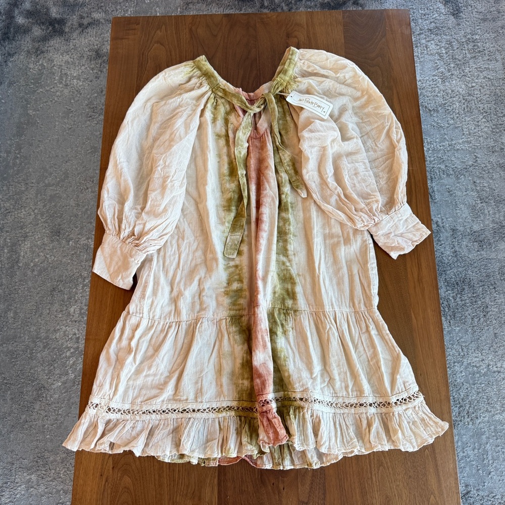 NWT Jen's Pirate Booty Mini Beige Dress With Ties Seize XS
